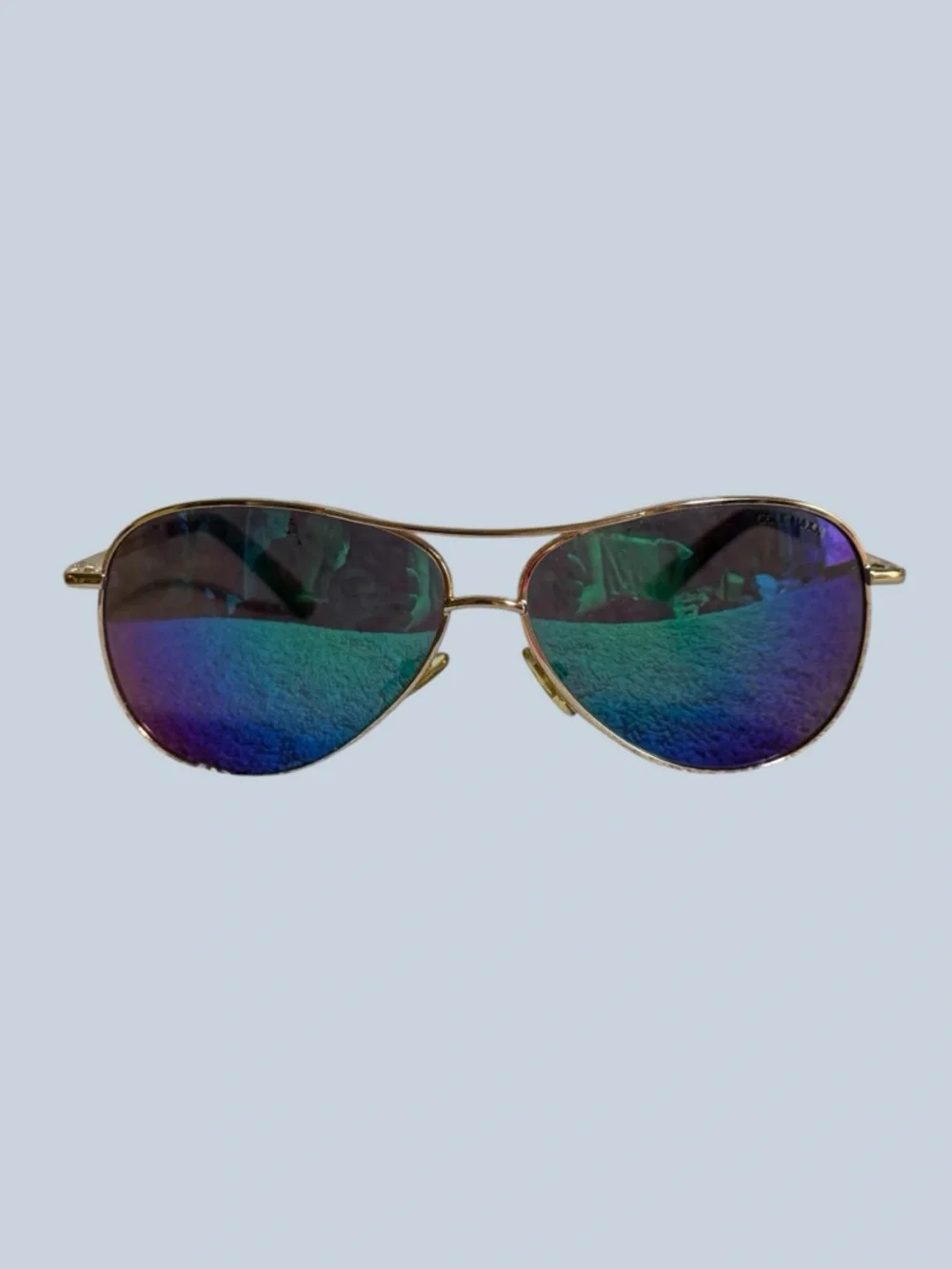 Unisex Aviator Sunglasses with Blue-Green Mirrored Lenses
